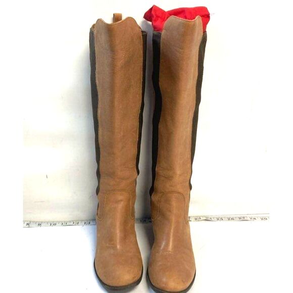 Jessica Simpson Leather Brown Long Pull On Riding Boots Size 6.5 - Picture 1 of 7